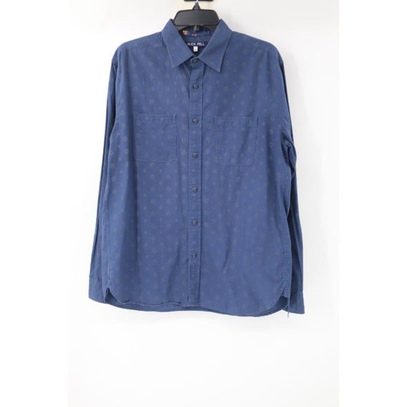 Alex Mill Shirt Mens Large Long Sleeve Button Up Cotton Blue Printed casual - Picture 1 of 13